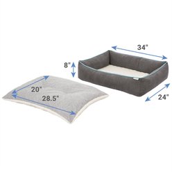 Frisco Sherpa Orthopedic Bolster Cat & Dog Bed, Light Gray Basket Weave Print, Large slide 2 of 6