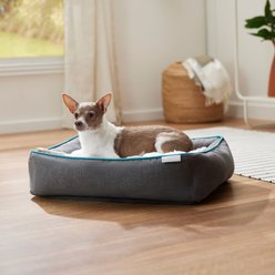 Frisco Sherpa Orthopedic Bolster Cat & Dog Bed, Light Gray Basket Weave Print, Medium