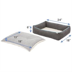 Frisco Sherpa Orthopedic Bolster Cat & Dog Bed, Light Gray Basket Weave Print, Medium slide 2 of 7
