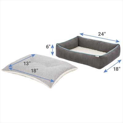 Show full view: Frisco Sherpa Orthopedic Bolster Cat & Dog Bed, Light Gray Basket Weave Print, Medium slide 2 of 9