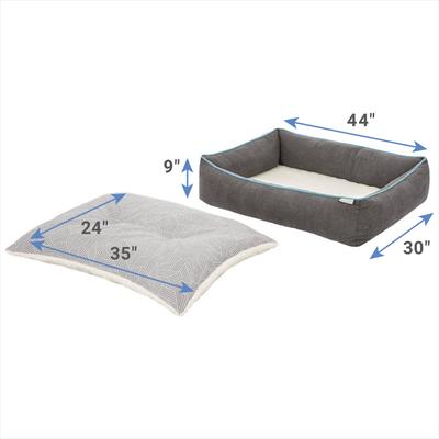 Show full view: Frisco Sherpa Orthopedic Bolster Cat & Dog Bed, Light Gray Basket Weave Print, X-Large slide 3 of 9