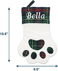 Frisco Christmas Sherpa Plaid Paw Holiday Personalized Dog & Cat Stocking, Green slide 2 of 6