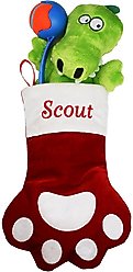 Frisco Christmas Sherpa Plaid Paw Holiday Personalized Dog & Cat Stocking, Red slide 2 of 4