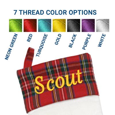 Show full view: Frisco Christmas Sherpa Plaid Paw Holiday Personalized Dog & Cat Stocking, White slide 5 of 8