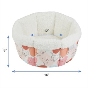 Frisco Sherpa Self-Warming High-Walled Bolster Small Cat Bed, Calico Cat