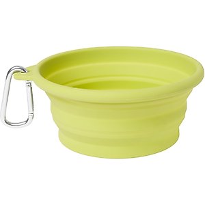 Frisco Silicone Collapsible Travel Bowl with Carabiner, Chartreuse Green, Medium: 3 cup