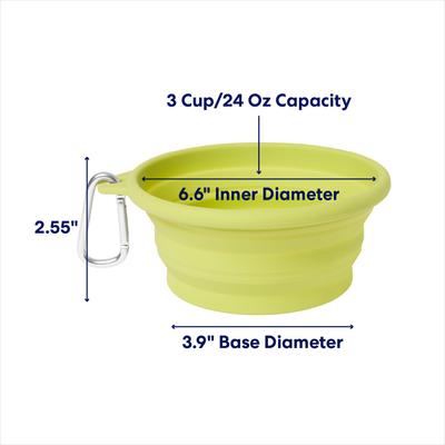 Show full view: Frisco Silicone Collapsible Travel Bowl with Carabiner, Chartreuse Green, Medium: 3 cup slide 2 of 8