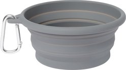 Frisco Silicone Collapsible Travel Bowl with Carabiner, Gray, Medium: 3 cup