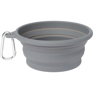 Frisco Silicone Collapsible Travel Bowl with Carabiner, Gray, Medium: 3 cup