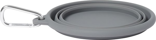 Show full view: Frisco Silicone Collapsible Travel Bowl with Carabiner, Gray, Medium: 3 cup slide 3 of 8