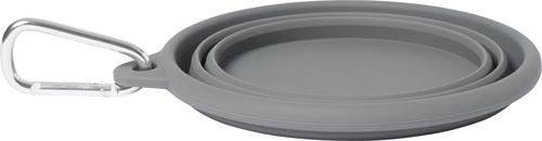 Show full view: Frisco Silicone Collapsible Travel Bowl with Carabiner, Gray, Medium: 3 cup slide 3 of 8