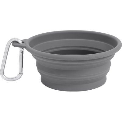 Frisco Frisco Silicone Collapsible Travel Bowl with Carabiner, Gray, Small: 1.5 cup