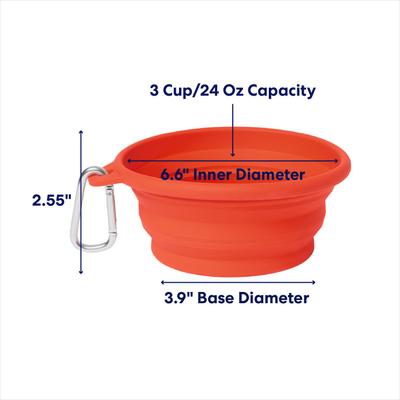 Show full view: Frisco Silicone Collapsible Travel Bowl with Carabiner, Red, Medium: 3 cup slide 2 of 8