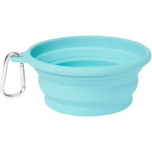 Frisco Silicone Collapsible Travel Bowl with Carabiner, Teal, Medium: 3 cup