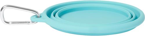 Show full view: Frisco Silicone Collapsible Travel Bowl with Carabiner, Teal, Medium: 3 cup slide 3 of 8