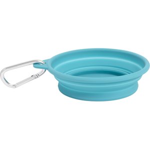 Frisco Silicone Collapsible Travel Bowl with Carabiner, Teal, Small: 1.5 cup