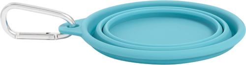 Show full view: Frisco Silicone Collapsible Travel Bowl with Carabiner, Teal, Small: 1.5 cup slide 4 of 7