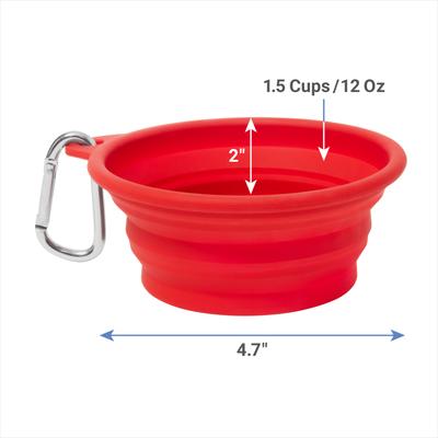 Show full view: Frisco Silicone Pet Travel Bowl, Red, Small: 1.5 cup slide 2 of 8