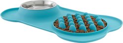 Frisco Silicone Slow Feeder Mat with Stainless Steel Bowl, Teal, Small: 1.5 cup slide 2 of 6