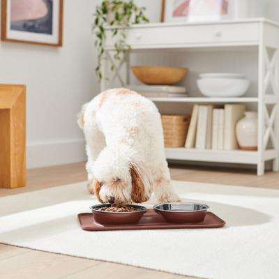 Show full view: Frisco Silicone Stainless Steel Double Diner Dog & Cat Bowl, Brown, 3 cup slide 3 of 9