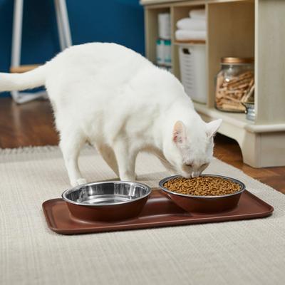 Show full view: Frisco Silicone Stainless Steel Double Diner Dog & Cat Bowl, Brown, 3 cup slide 4 of 9