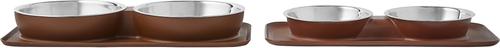 Show full view: Frisco Silicone Stainless Steel Double Diner Dog & Cat Bowl, Brown, 3 cup slide 6 of 9