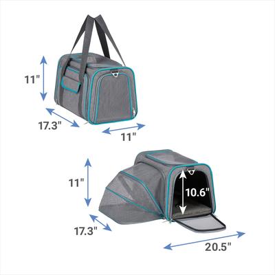 Show full view: Frisco Single Soft Sided Expandable Airline Compliant Dog & Cat Carrier, Gray, Medium slide 2 of 8