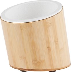 Frisco Slanted Non-Skid Elevated Bamboo Melamine Bowl with Bamboo Stand, Medium: 3 cup