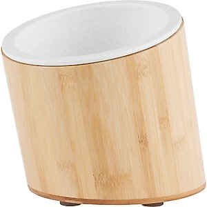 Frisco Slanted Non-Skid Elevated Bamboo Melamine Bowl with Bamboo Stand, Medium: 3 cup
