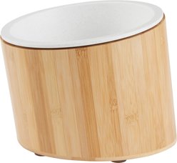 Frisco Slanted Non-Skid Elevated Bamboo Melamine Bowl with Bamboo Stand, Large: 6 cup