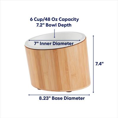 Show full view: Frisco Slanted Non-Skid Elevated Bamboo Melamine Bowl with Bamboo Stand, Large: 6 cup slide 3 of 11