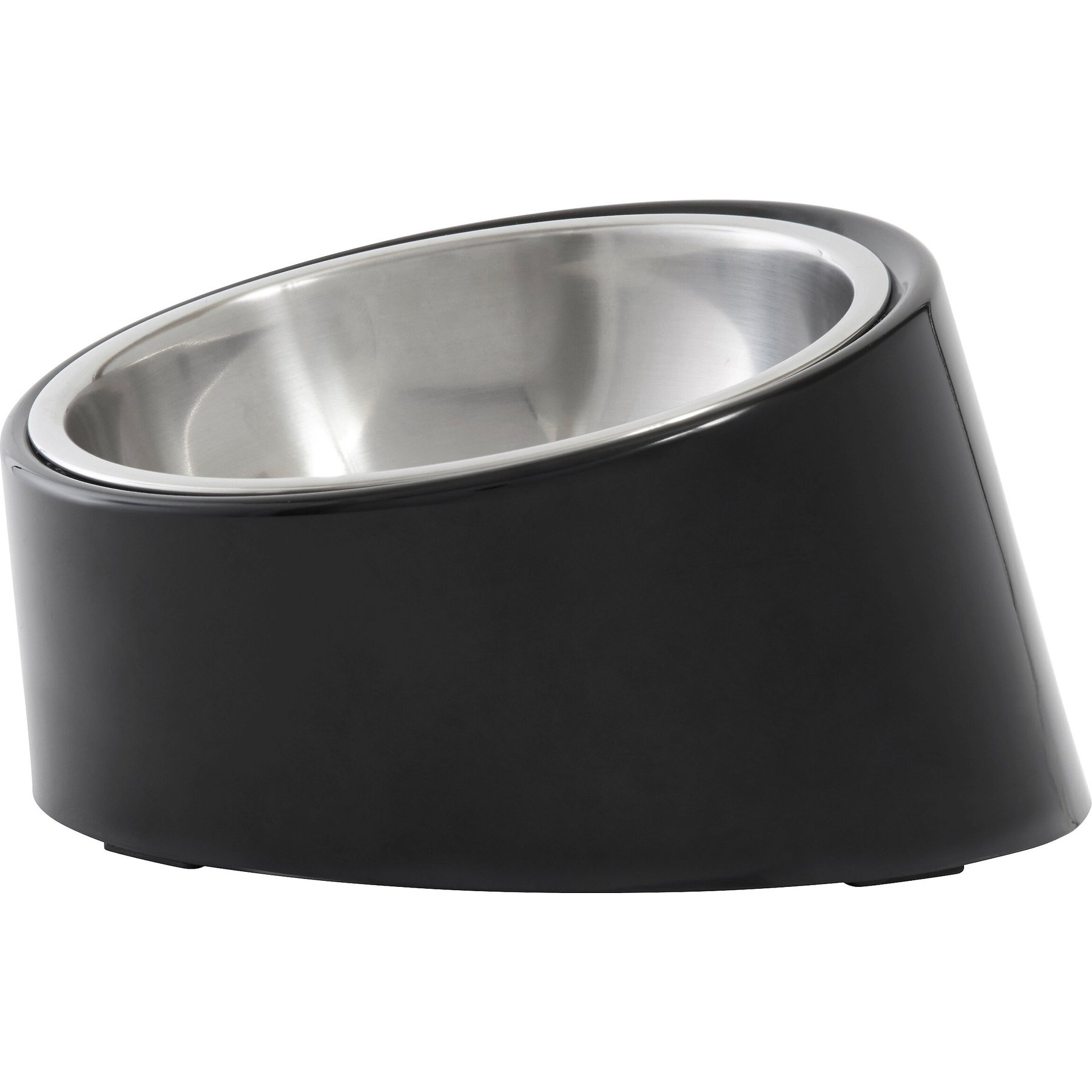 Frisco Slanted Stainless Steel Bowl, Black, 1.25 Cup Spill Proof