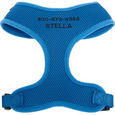 Frisco Small & Medium Breed Soft Mesh Personalized Back Clip Dog Harness, 14 to 18.5-in chest, Blue