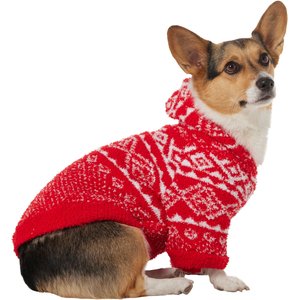 Frisco Snuggle Up Knit Dog & Cat Hoodie, Red, Medium