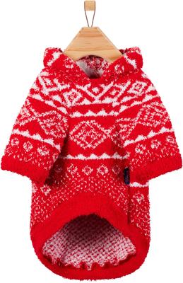 Show full view: Frisco Snuggle Up Knit Dog & Cat Hoodie, Red DNU, Medium slide 5 of 11