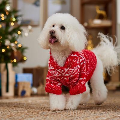 Show full view: Frisco Snuggle Up Knit Dog & Cat Hoodie, Red DNU, Medium slide 8 of 11