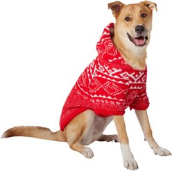 Frisco Snuggle Up Knit Dog & Cat Hoodie, Red DNU, XX-Large