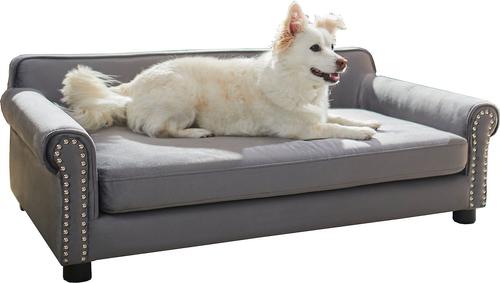 Show full view: Frisco Sofa Bed with Removable Cover, Large, Gray + Eyelash Cat & Dog Blanket, Silver slide 2 of 10