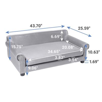 Show full view: Frisco Sofa Bed with Removable Cover, Large, Gray + Eyelash Cat & Dog Blanket, Silver slide 3 of 10