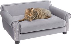 Frisco Sofa Bed with Removable Cover, Medium, Gray + Eyelash Cat & Dog Blanket, Silver slide 2 of 9