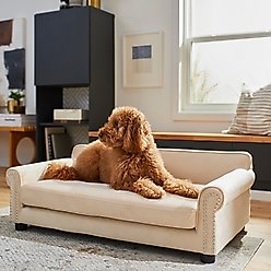 Frisco Sofa Pet Bed with Removable Cover, Beige, Large