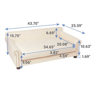 Frisco Sofa Pet Bed with Removable Cover, Beige, Large slide 2 of 3