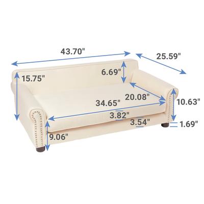 Show full view: Frisco Sofa Pet Bed with Removable Cover, Beige, Large slide 2 of 4