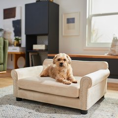 Frisco Sofa Pet Bed with Removable Cover, Beige, Medium