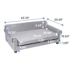 Frisco Sofa Pet Bed with Removable Cover, Gray, Large slide 2 of 3
