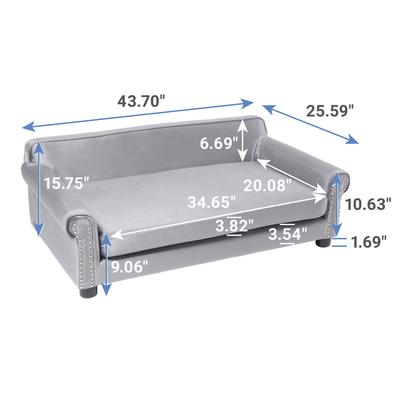 Show full view: Frisco Sofa Pet Bed with Removable Cover, Gray, Large slide 2 of 4