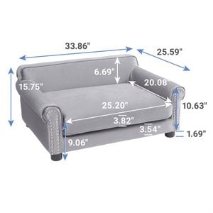 Frisco Sofa Pet Bed with Removable Cover, Gray, Medium