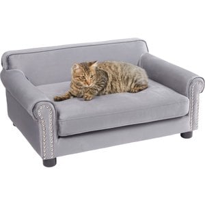 Frisco Sofa Pet Bed with Removable Cover, Gray, Medium