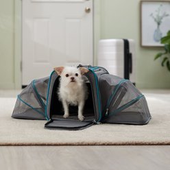 Frisco Soft Double Sided Expandable Airline Compliant Dog & Cat Carrier, Gray, Medium