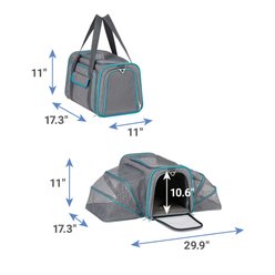 Frisco Soft Double Sided Expandable Airline Compliant Dog & Cat Carrier, Gray, Medium slide 2 of 6